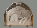 DENNIS ABBE GLASS AND BRONZE FIRE SCREEN