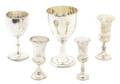 A Collection of Five English Silver Goblets