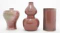 A Group of Three Peach Blossom Glazed Chinese Vessels