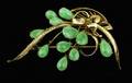 374 14Kt Gold Jade Flower Pin