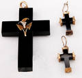 368 19thC OnyxGold EarringsCross