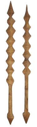 A Group of Two Similar Samoan Faalaufai or Toothed Clubs