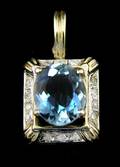 366 14Kt Blue TopazDiamond Pend Enhancer