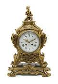 A Louis XV Style Gilt Bronze Mantle Clock