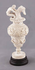 341 19thC EuroCarved Figural Ivory Ewer