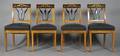 A Set of Four Scandinavian Satinwood Side Chairs