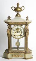 An American Gilt Bronze and Onyx Mantle Clock Ansonia