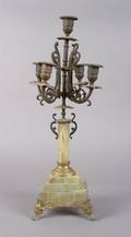 A French Gilt Metal and Onyx FiveLight Candelabra