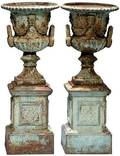 337 Pr Antique Cast Iron Campaign Urns