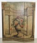A Painted Three Panel Floor Screen