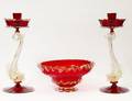 THREE PIECE MURANO GLASS GARNITURE
