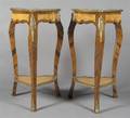 A Pair of Louis XVI Style Marquetry and Gilt Metal Mounted Tables