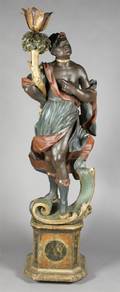 A Venetian Painted and Parcel Gilt Blackamoor