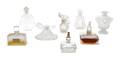 A Group of Eight Frosted and Molded Glass Perfumes