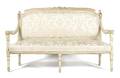 A French Louis XVI Style Painted and Partial Gilt Settee