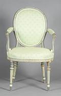 A Louis XVI Style Painted Fauteuil