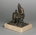 A Bronze Figure of a Man by a Barrel