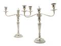 A Pair of Georgian Silver ThreeLight Candelabra