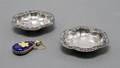 A Pair of Enameled Silver Bowls and a Scent Flask