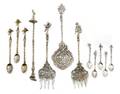 A Collection of Sterling and Silverplate Continental Spoons and Serving Articles