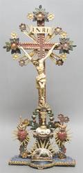 An Italian Painted and Parcel Gilt Crucifix