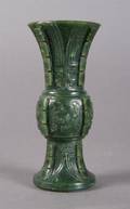 A Spinach Green Jade Beaker Vase