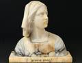 CARVED ALABASTER BUST OF JEANNE DARC