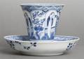A Chinese Underglaze Blue Teacup and Saucer