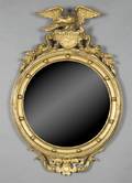 A Federal Style Giltwood Convex Circular Wall Mirror