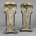 A Pair of George III Painted and Parcel Gilt Torcheres