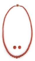 A Single Strand Red Coral Bead Necklace