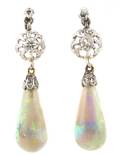 A Pair of Opal and Diamond Earrings
