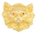 An 18 Karat Yellow Gold Diamond and Ruby Cat Pin