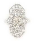 A Platinum and Diamond Art Deco Ring