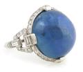 A Platinum Diamond and Blue Star Sapphire Art Deco Ring