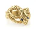 A Yellow Gold and Blue Sapphire Snake Ring