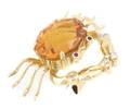 An 18 Karat Yellow Gold Citrine and Diamond Crab Pin
