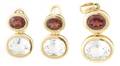 A Pair of 18 Karat Yellow Gold Garnet and Rock Crystal Earrings and Matching Pendant