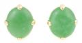 A Pair of 18 Karat Yellow Gold and Green Jadeite Earrings