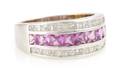 A 18 Karat White Gold Pink Sapphire and Diamond Ring