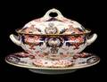 ROYAL CROWN DERBY PORCELAIN SAUCE BOAT COVER AND STAND