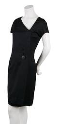 A Jeanne Lanvin Adaptation Black Wool Satin Dress