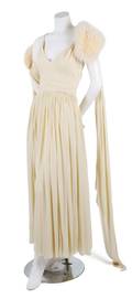A Bill Blass Cream Chiffon Evening Ensemble