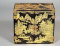 BLACK AND GOLD CHINOISERIE JEWELRY CASE