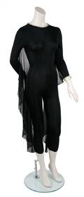 A Larry LeGaspi Black and Gold Batwing Jumpsuit