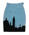 A Moschino Couture Venice Blue Silk Skirt