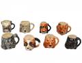 GROUP OF EIGHT GLAZED CERAMIC DOG MINIATURE CUPS