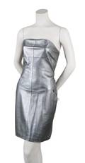 A Chanel Silver Leather Minidress