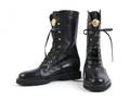 A Pair of Gianni Versace Black Leather Military Boots