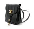 A Chanel Black Patent Leather Backpack